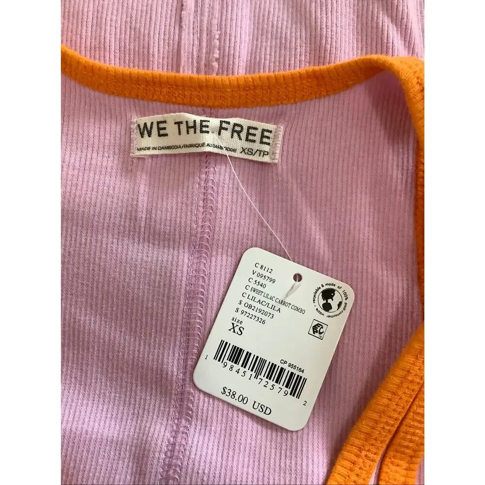 Free People Women's XS Pink Only One Ringer Solids Tank Top Retro Boho P5-14